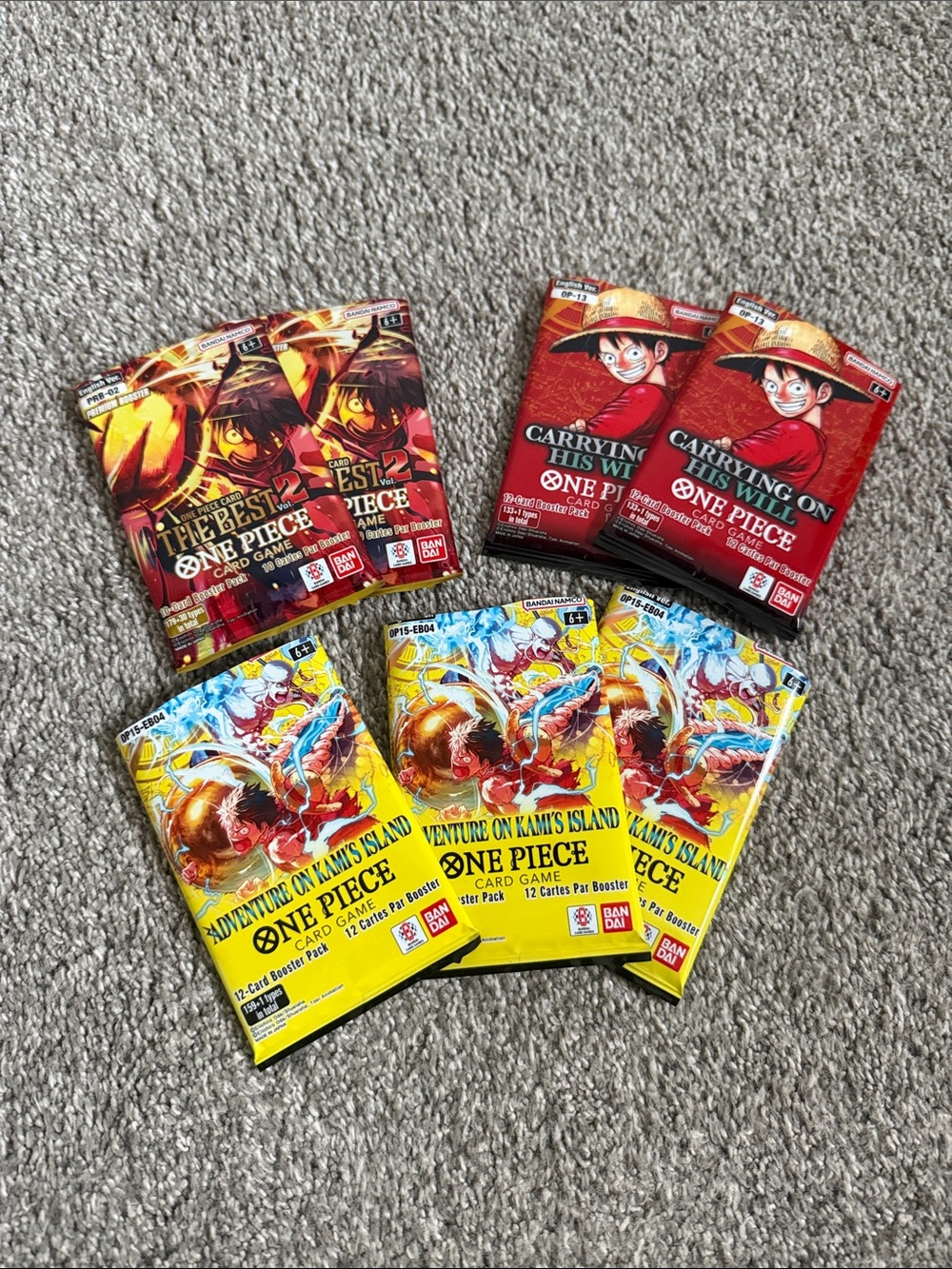 One Piece Card Game 7 Packs  - 62 cards BULK ONLY